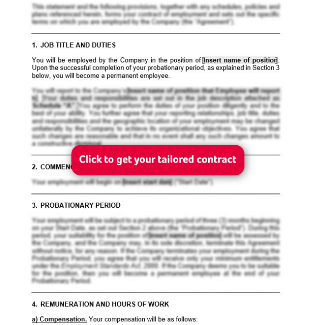 Tailored Employment Contract